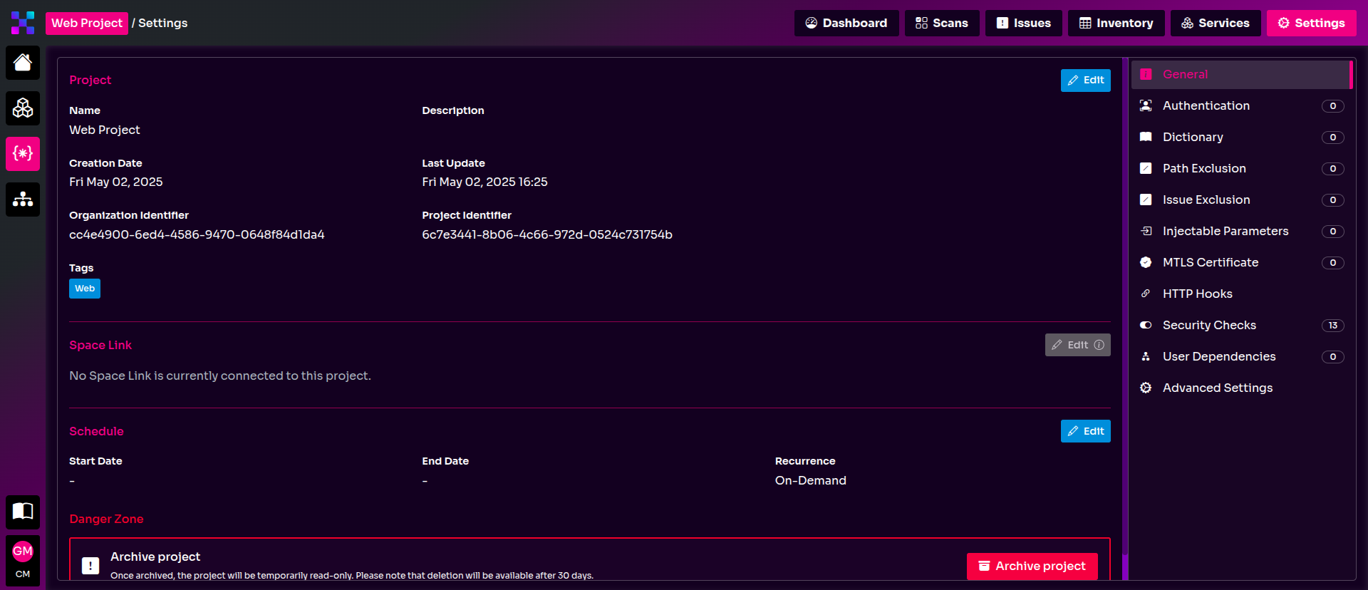 Projects Settings