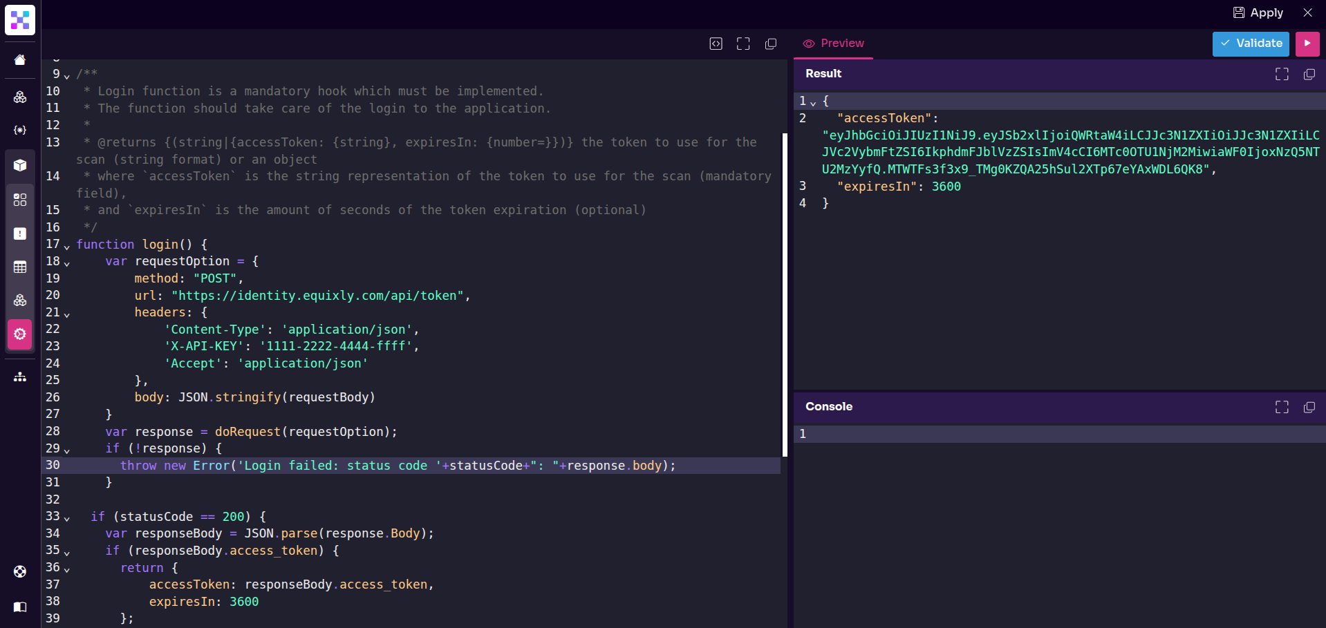 Custom script editor