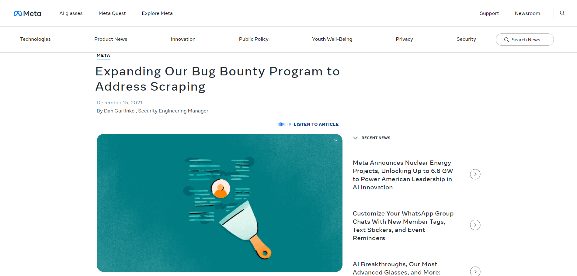 Meta addressing data scraping as a serious security problem since 2021
